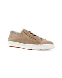 beige Wildleder niedrige Sneakers von Santoni