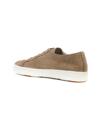 beige Wildleder niedrige Sneakers von Santoni