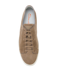 beige Wildleder niedrige Sneakers von Santoni