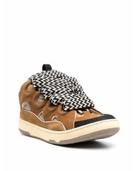 beige Wildleder niedrige Sneakers von Lanvin