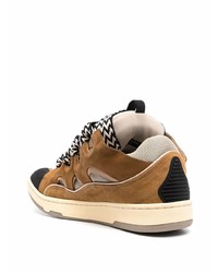 beige Wildleder niedrige Sneakers von Lanvin