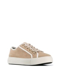 beige Wildleder niedrige Sneakers von Salvatore Ferragamo