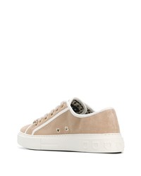 beige Wildleder niedrige Sneakers von Salvatore Ferragamo