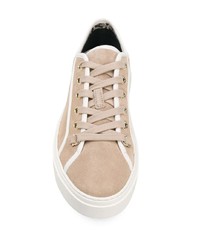 beige Wildleder niedrige Sneakers von Salvatore Ferragamo