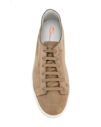 beige Wildleder niedrige Sneakers von Santoni