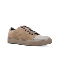 beige Wildleder niedrige Sneakers von Lanvin