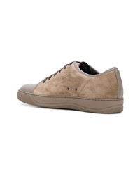 beige Wildleder niedrige Sneakers von Lanvin