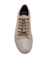 beige Wildleder niedrige Sneakers von Lanvin