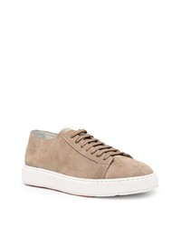 beige Wildleder niedrige Sneakers von Santoni