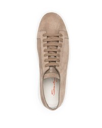 beige Wildleder niedrige Sneakers von Santoni