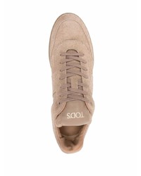 beige Wildleder niedrige Sneakers von Tod's