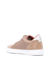 beige Wildleder niedrige Sneakers von Brunello Cucinelli