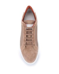 beige Wildleder niedrige Sneakers von Brunello Cucinelli