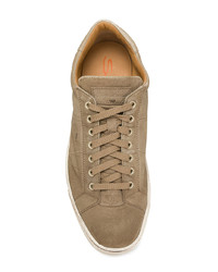 beige Wildleder niedrige Sneakers von Santoni