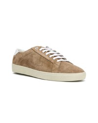 beige Wildleder niedrige Sneakers von Saint Laurent