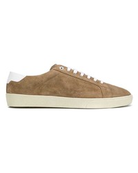 beige Wildleder niedrige Sneakers von Saint Laurent