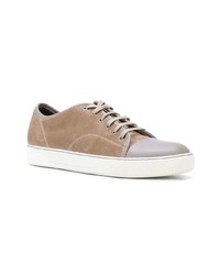 beige Wildleder niedrige Sneakers von Lanvin