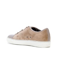 beige Wildleder niedrige Sneakers von Lanvin