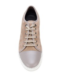 beige Wildleder niedrige Sneakers von Lanvin