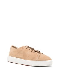 beige Wildleder niedrige Sneakers von Santoni