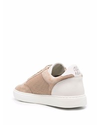 beige Wildleder niedrige Sneakers von Brunello Cucinelli