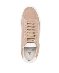 beige Wildleder niedrige Sneakers von Brunello Cucinelli