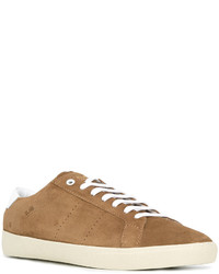 beige Wildleder niedrige Sneakers von Saint Laurent