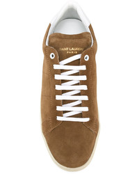 beige Wildleder niedrige Sneakers von Saint Laurent