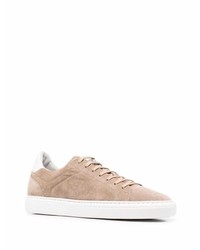 beige Wildleder niedrige Sneakers von Brunello Cucinelli