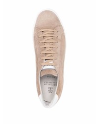 beige Wildleder niedrige Sneakers von Brunello Cucinelli