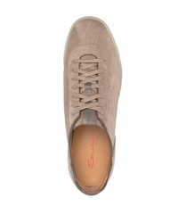 beige Wildleder niedrige Sneakers von Santoni