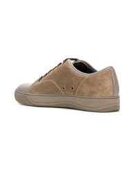 beige Wildleder niedrige Sneakers von Lanvin