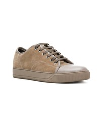 beige Wildleder niedrige Sneakers von Lanvin