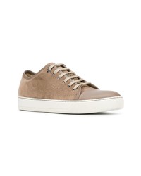 beige Wildleder niedrige Sneakers von Lanvin