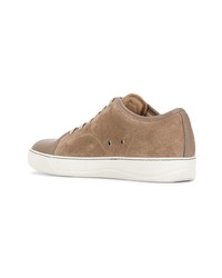 beige Wildleder niedrige Sneakers von Lanvin