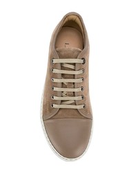 beige Wildleder niedrige Sneakers von Lanvin