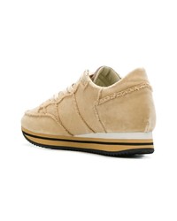 beige Wildleder niedrige Sneakers von Philippe Model