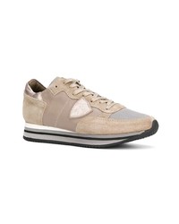 beige Wildleder niedrige Sneakers von Philippe Model