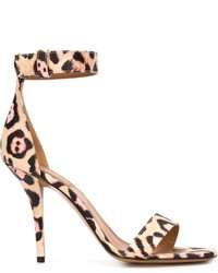 beige Wildleder Sandaletten mit Leopardenmuster von Givenchy