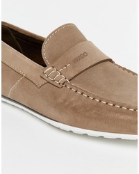 beige Wildleder Slipper von Hugo Boss