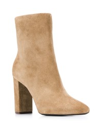 beige Wildleder Stiefeletten von Saint Laurent