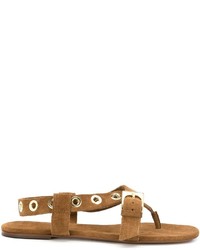 beige Wildleder Zehentrenner