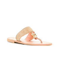 beige Wildleder Zehentrenner von Christina Fragista Sandals