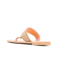 beige Wildleder Zehentrenner von Christina Fragista Sandals