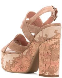 beige Wildledersandalen von Twin-Set