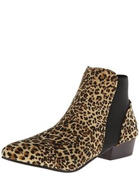 beige Wildlederstiefel mit Leopardenmuster