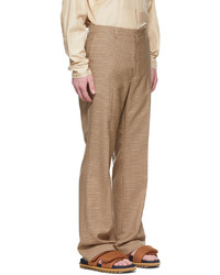 beige Wollchinohose mit Karomuster von Dries Van Noten