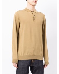 beige Wollpolo pullover von BOSS