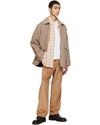 beige Wollshirtjacke mit Fischgrätenmuster von mfpen