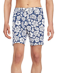 blaue Badeshorts mit Blumenmuster